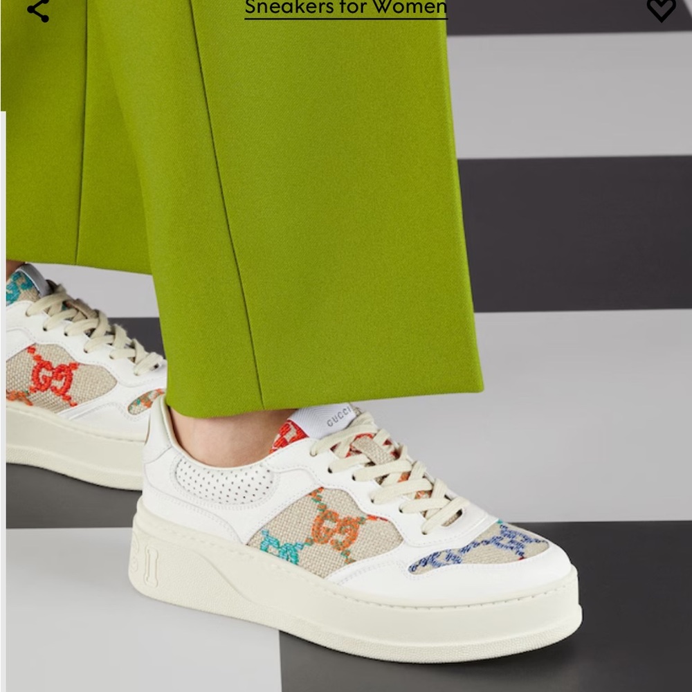 Gucci Women’s White Leather, multicolor Sneakers Size 9.5